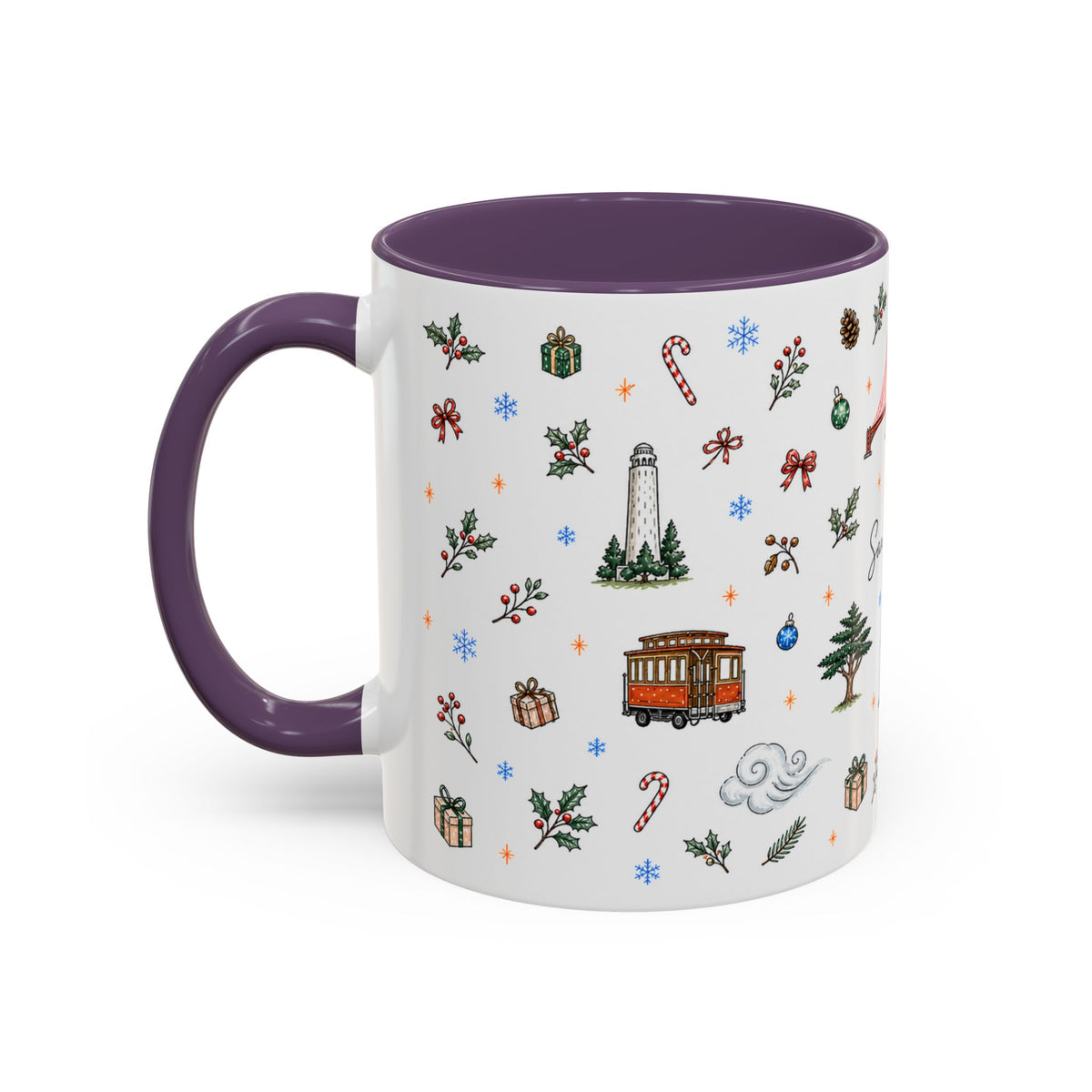 San Francisco Christmas Mug | Watercolor City Souvenir | Ceramic Coffee Cup