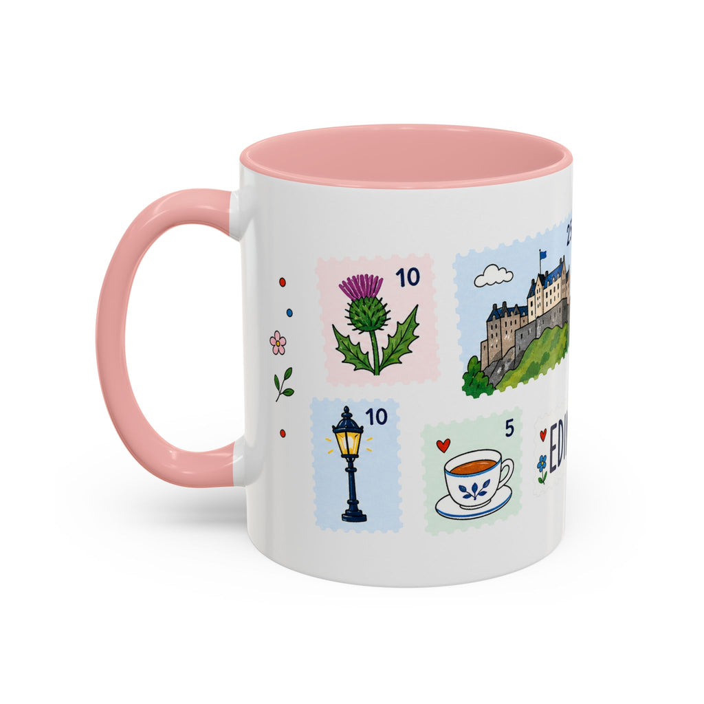 Edinburgh Coffee Mug | Postage Stamp Collage Mug | Travel Souvenir Accent Cup 11oz 15oz