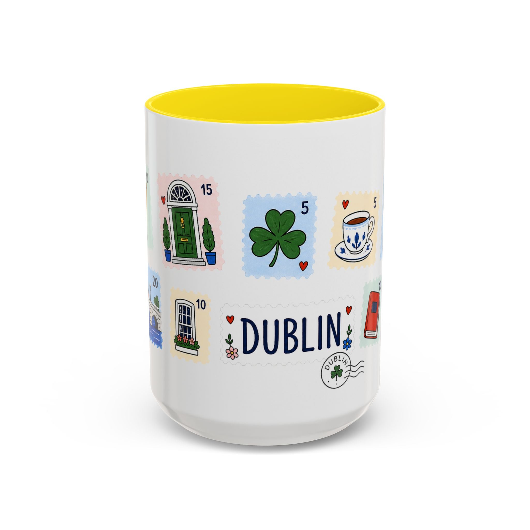 Dublin Coffee Mug | Postage Stamp Collage Mug | Travel Souvenir Accent Cup 11oz 15oz