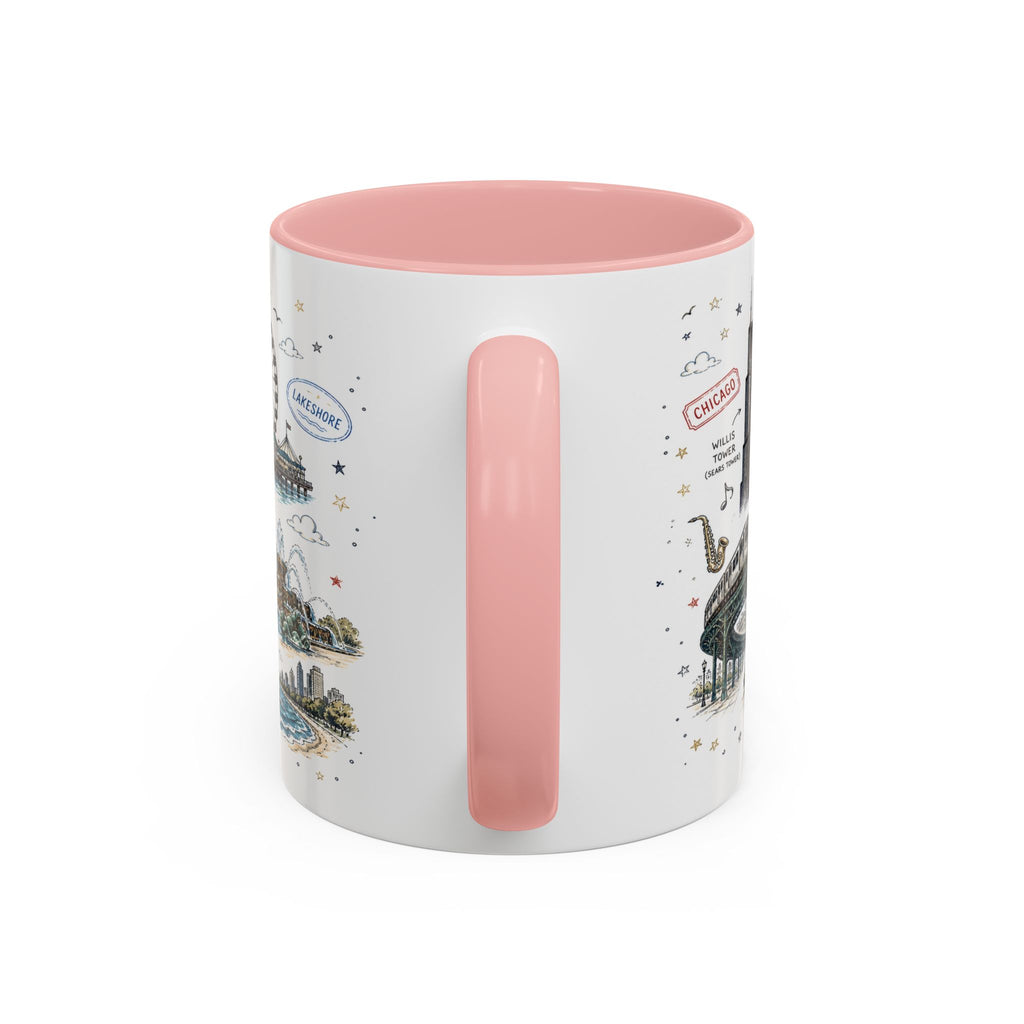 Chicago Coffee Mug | Illinois Souvenir City Gift | Accent Color Ceramic 11oz 15oz