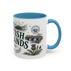 Scottish Highlands Coffee Mug | Travel Destination Souvenir Gift | Accent Color Ceramic 11oz 15oz