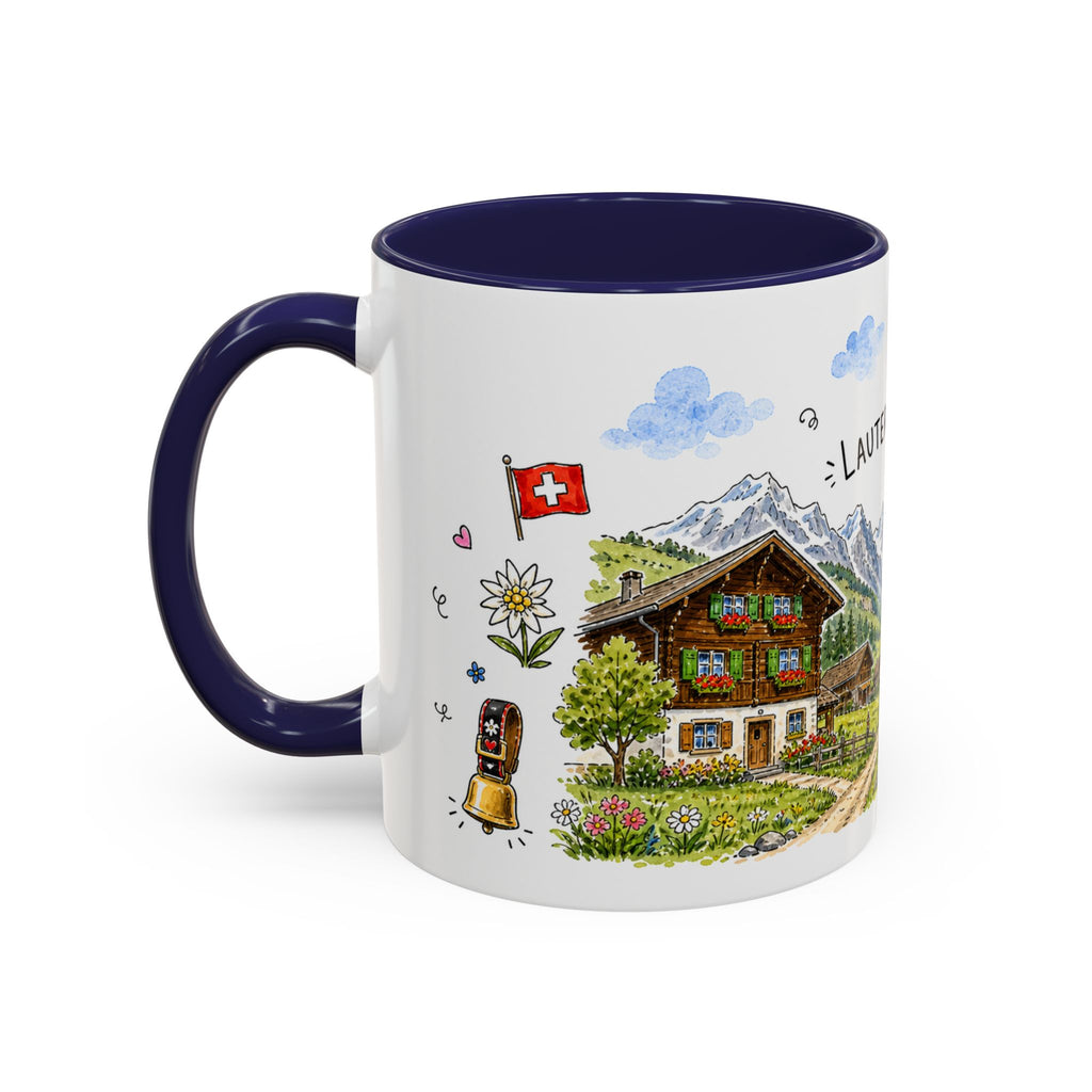 Lauterbrunnen Illustrated Travel Mug | Switzerland Souvenir Accent Coffee Mug | 11oz 15oz Ceramic Cup