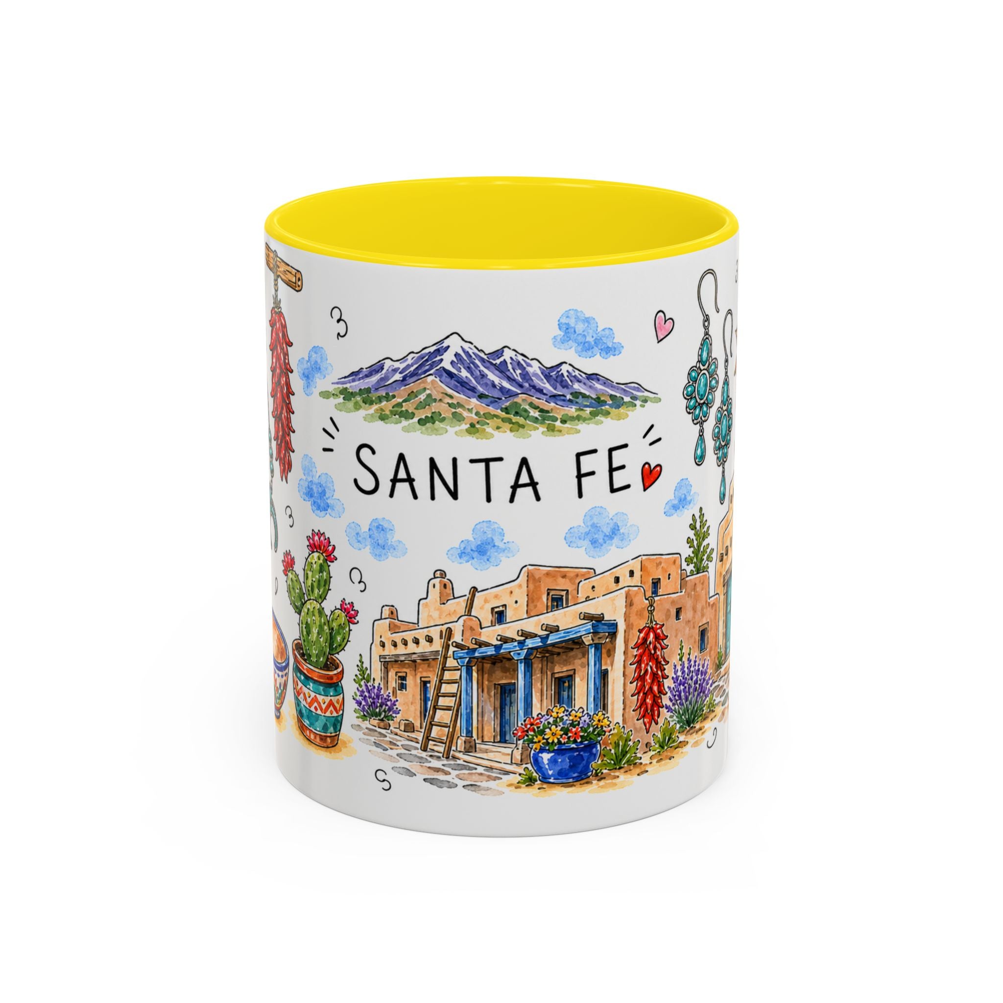 Santa Fe Illustrated Travel Mug | City Souvenir Accent Coffee Mug | 11oz 15oz Ceramic Cup