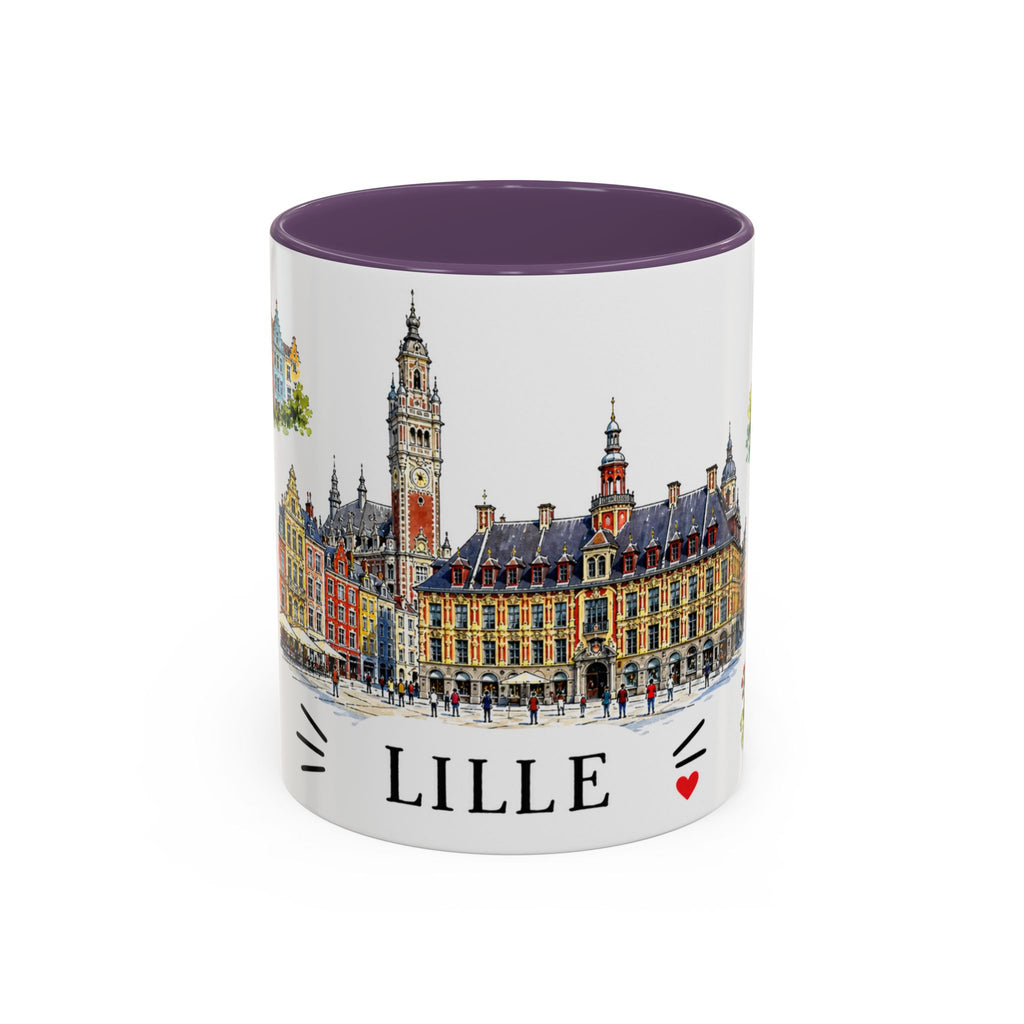 Lille Illustrated Travel Mug | City Souvenir Accent Coffee Mug | 11oz 15oz Ceramic Cup