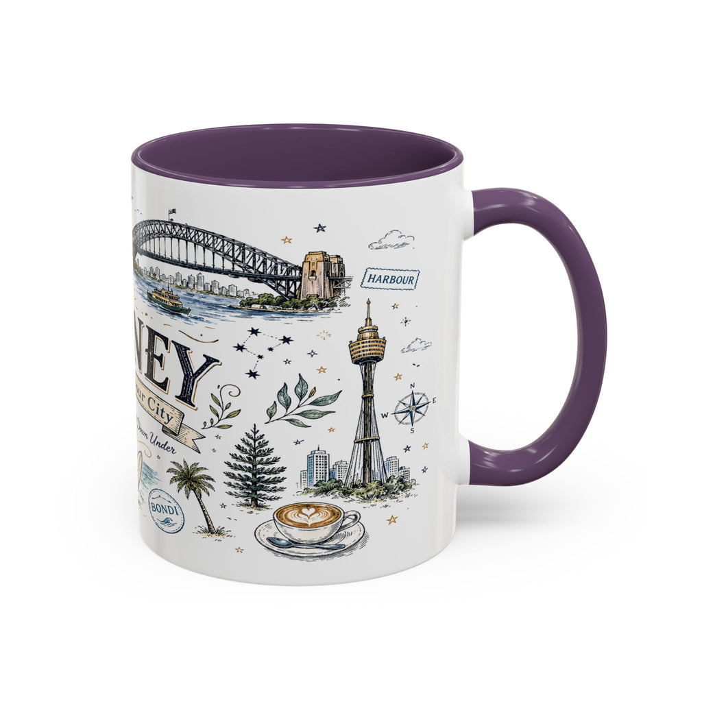 Sydney Coffee Mug | Australia Souvenir Travel Gift | Accent Color Ceramic 11oz 15oz