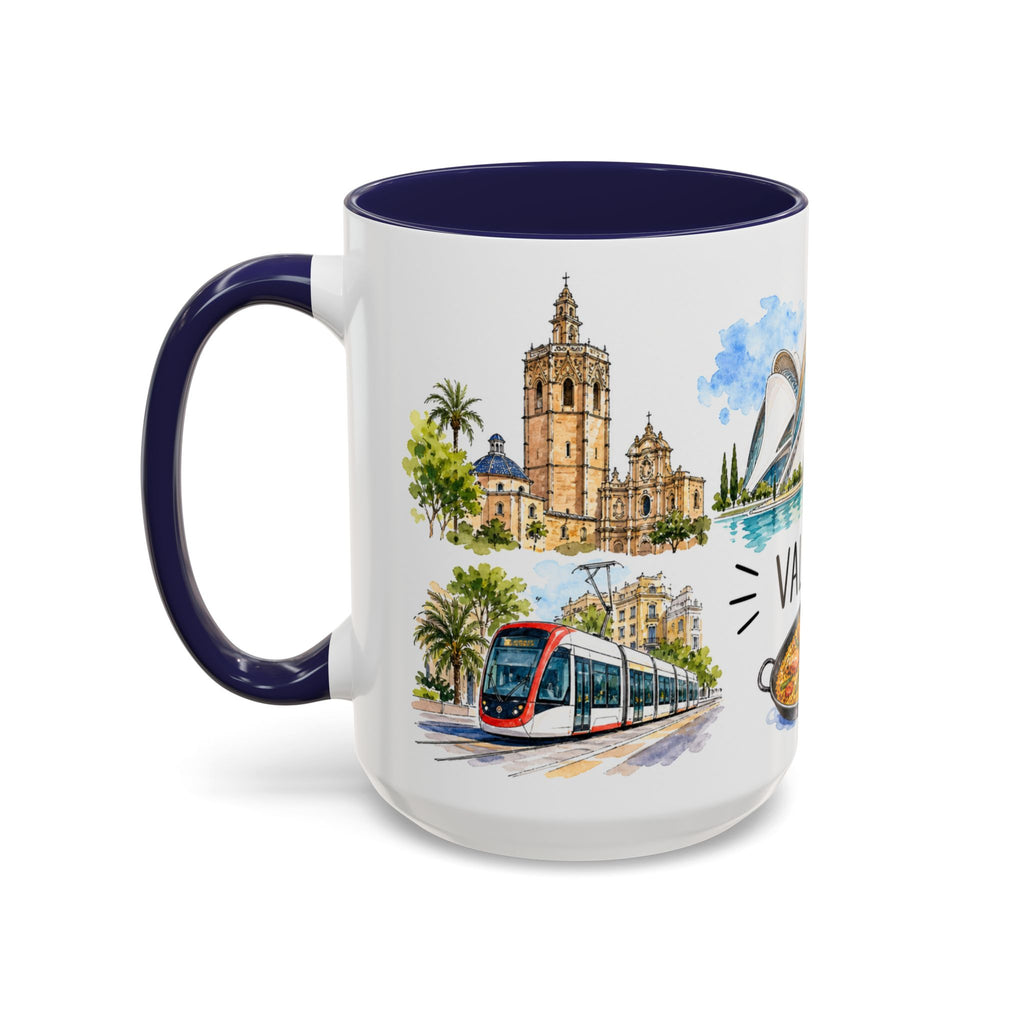 Valencia Illustrated Travel Mug | City Souvenir Accent Coffee Mug | 11oz 15oz Ceramic Cup