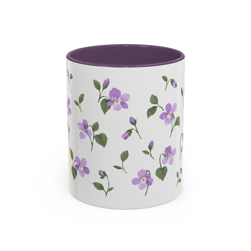 New Jersey Violet Mug, State Flower Floral Coffee Cup, 11oz Botanical Gift