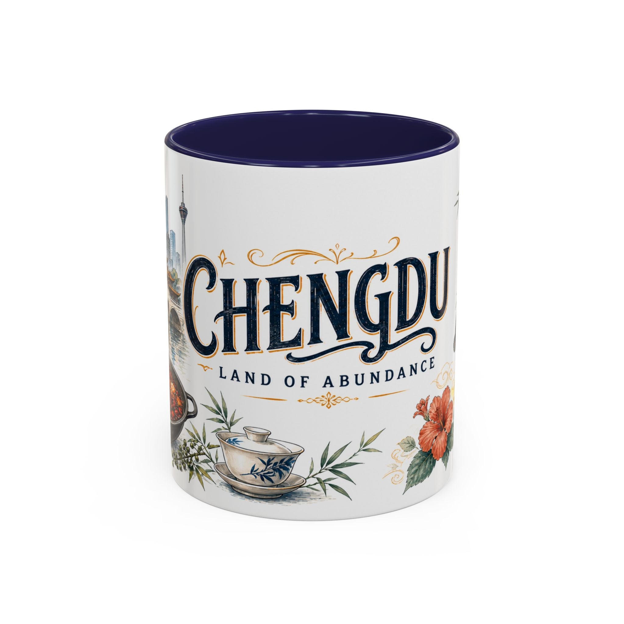 Chengdu Coffee Mug | China Travel Souvenir | Vintage Illustrated City Gift | 11 oz 15 oz Accent Mug