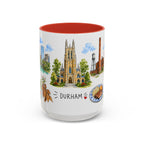 Durham Illustrated Travel Mug | City Souvenir Accent Coffee Mug | 11oz 15oz Ceramic Cup