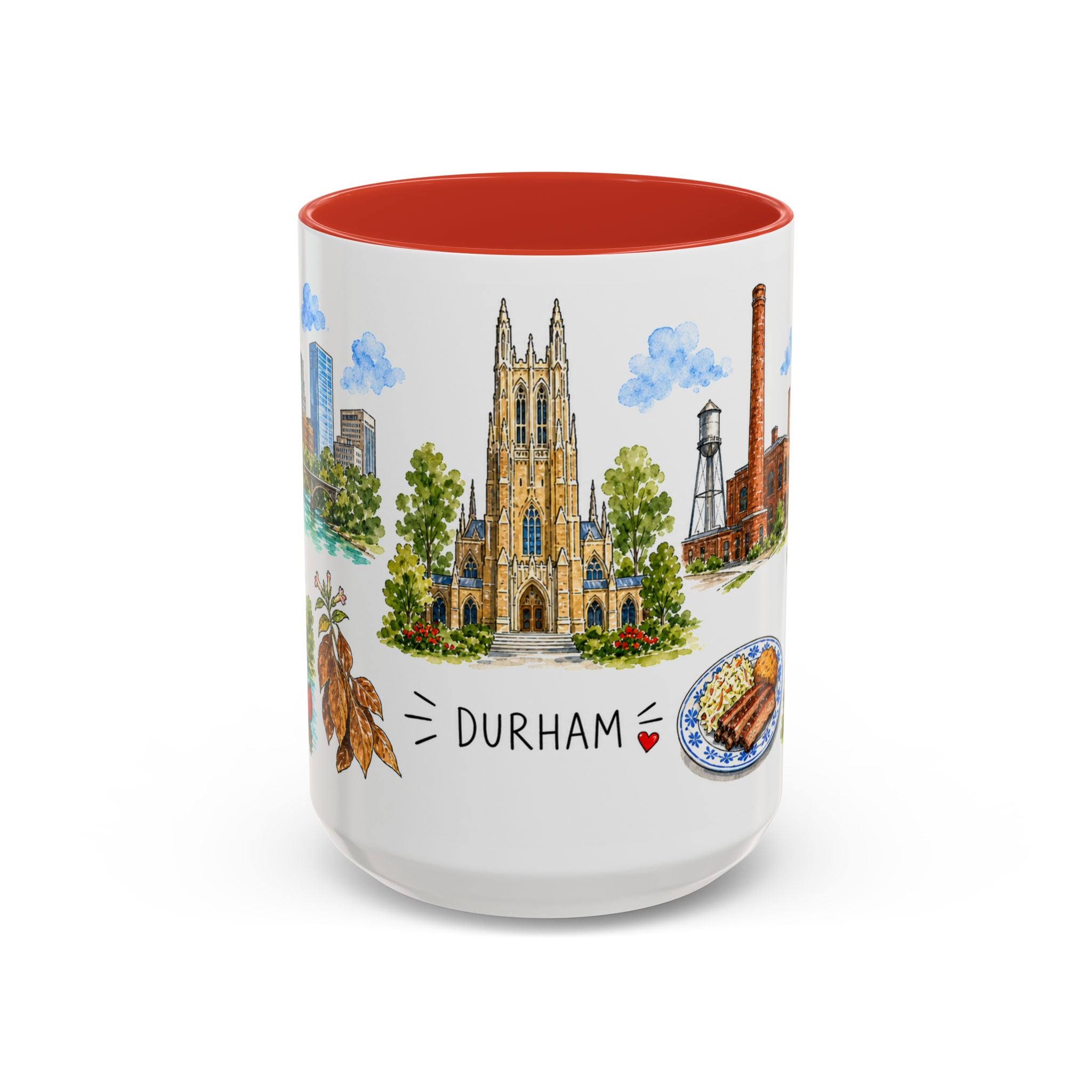 Durham Illustrated Travel Mug | City Souvenir Accent Coffee Mug | 11oz 15oz Ceramic Cup