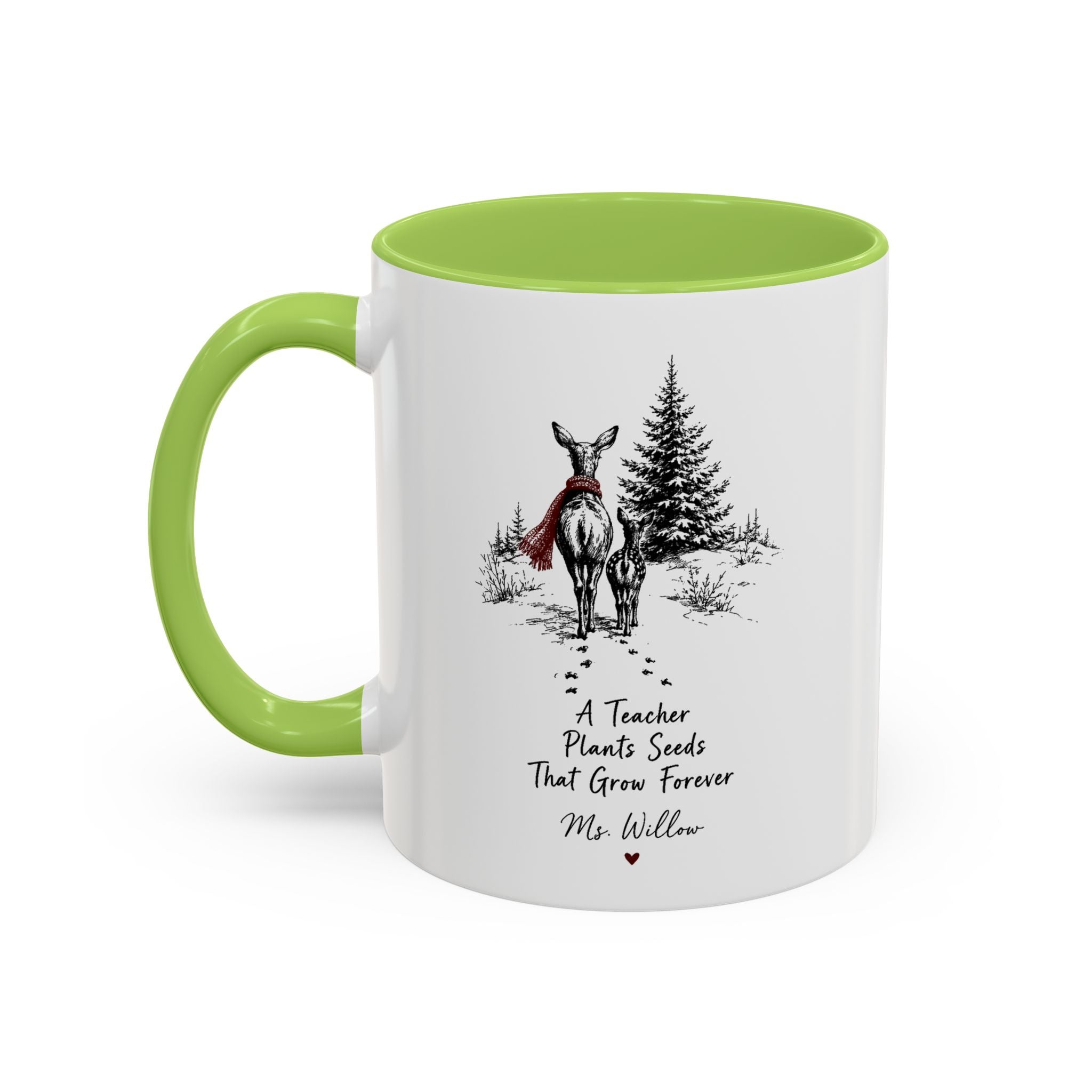 Personalized Deer Teacher Mug | You're Deer to My Heart | Custom Name Teacher Gift | 11oz 15oz