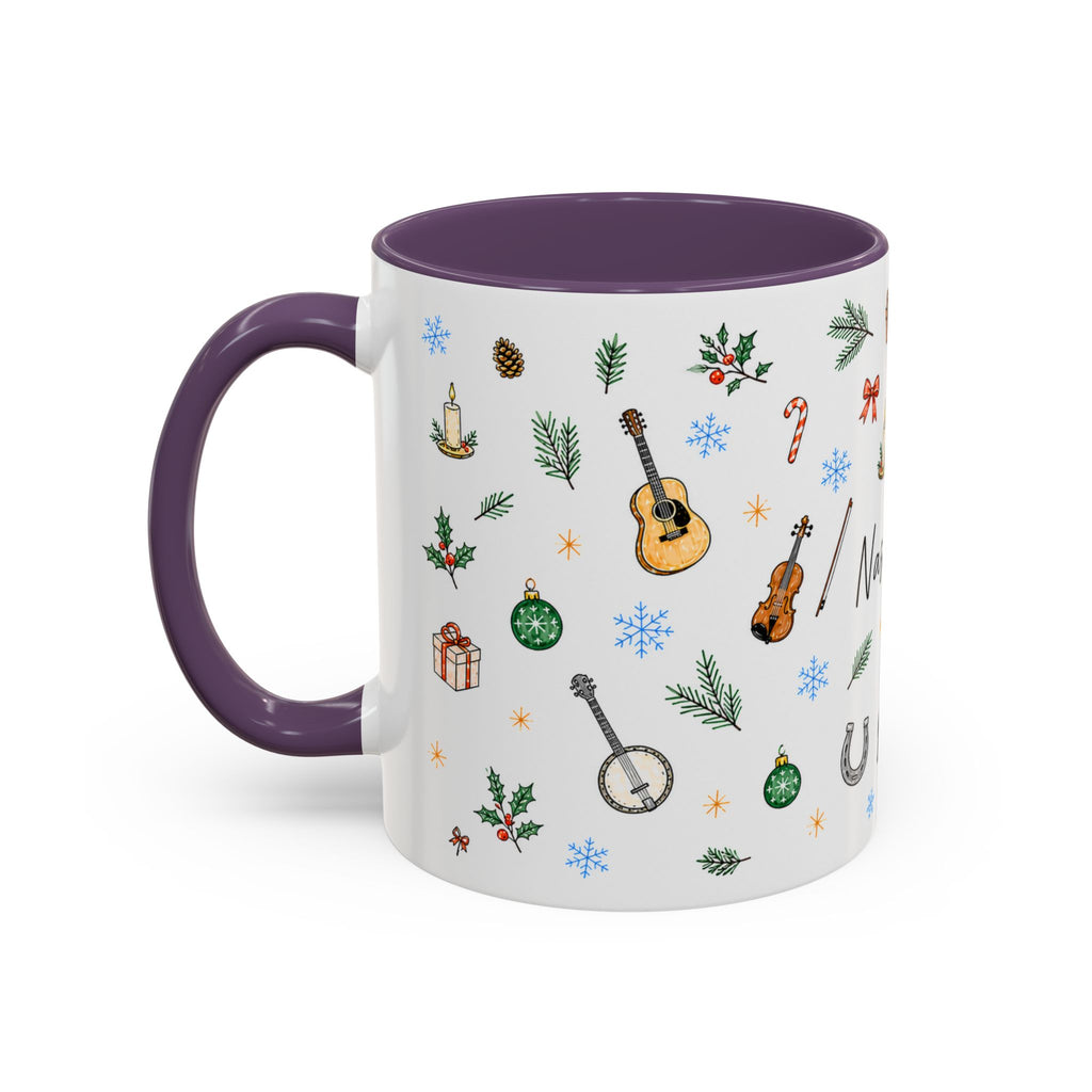 Nashville Christmas Mug | Watercolor City Souvenir, Acoustic Guitar, Harmonica (11oz 15oz)