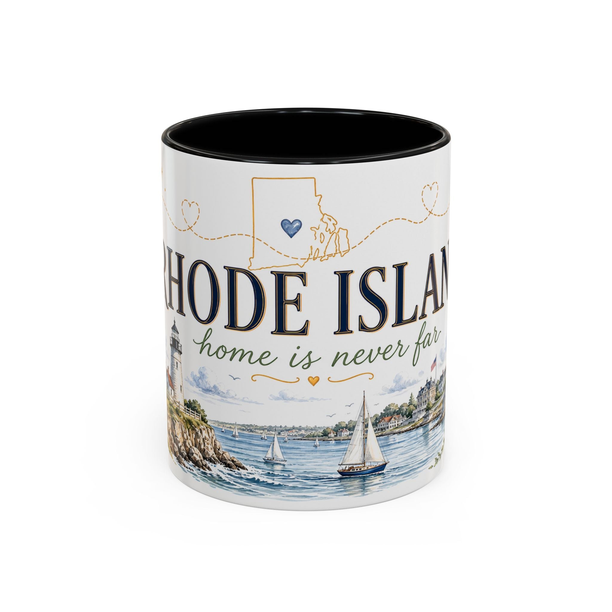 Rhode Island State Map Mug | Botanical Seaside Accent Cup (11oz or 15oz)
