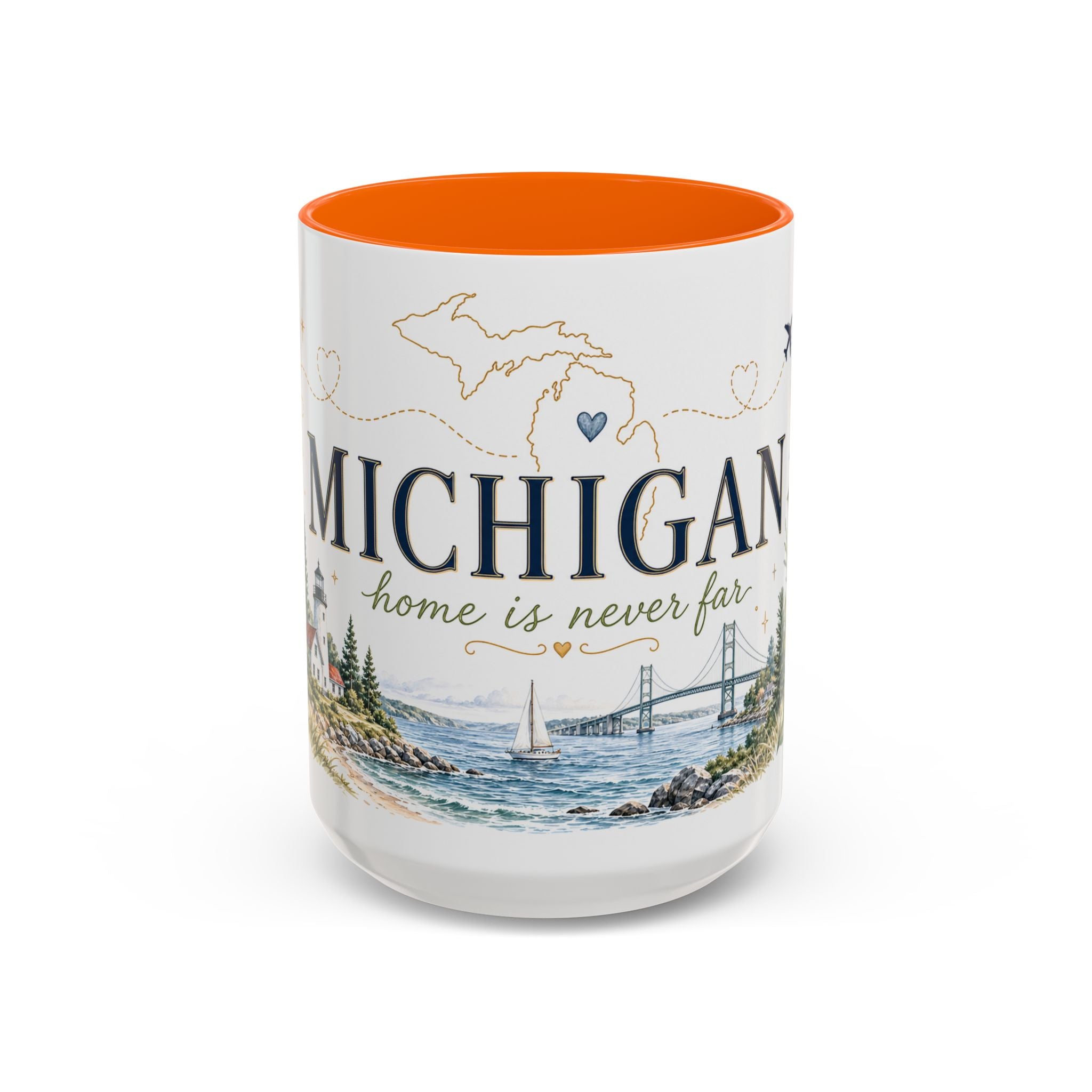 Michigan State Map Mug | Botanical Accents, Lakes Art | Homesick Gift