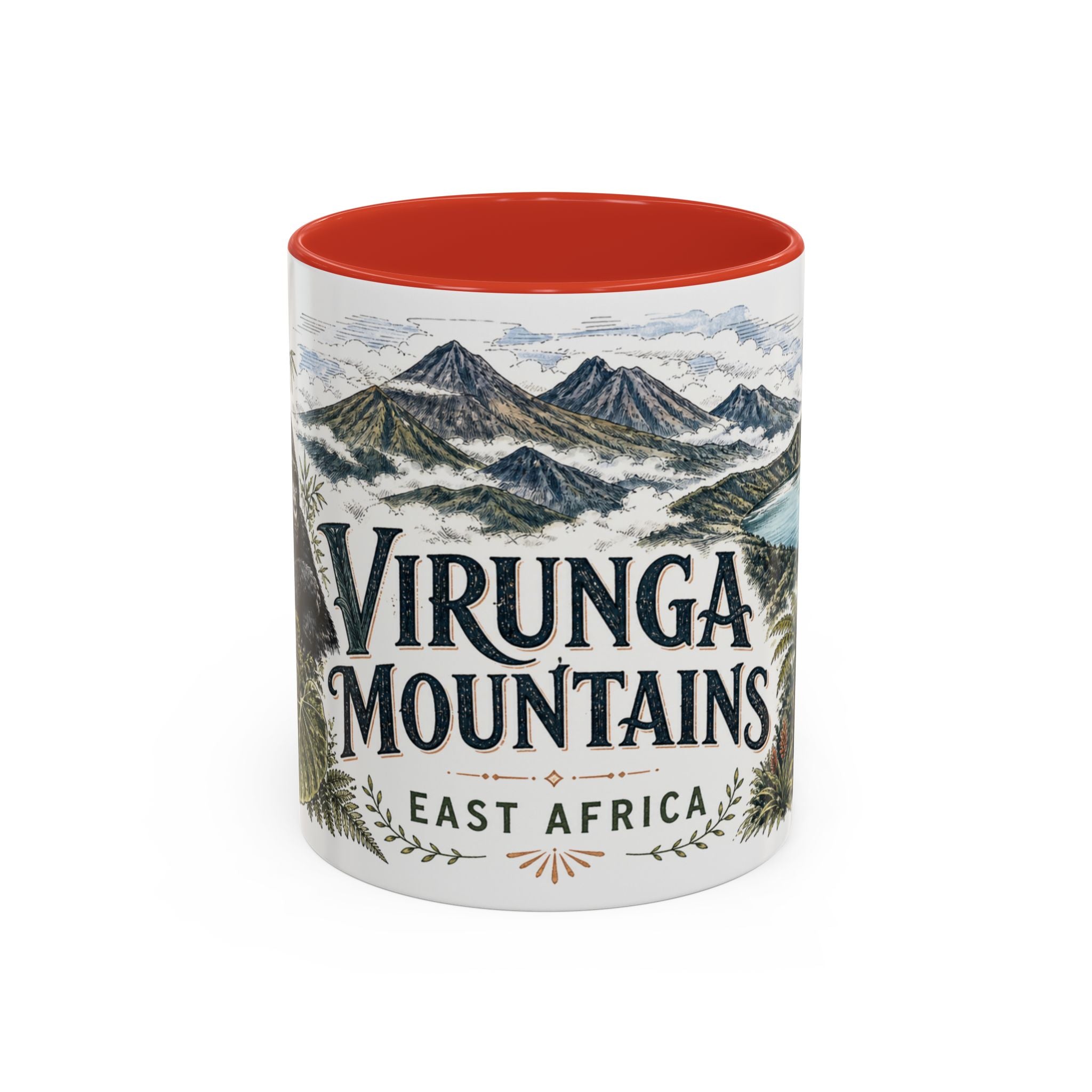 Virunga Mountains Mug, East Africa Travel Souvenir, Bucket List Gift, Accent Ceramic Coffee Mug 11oz 15oz