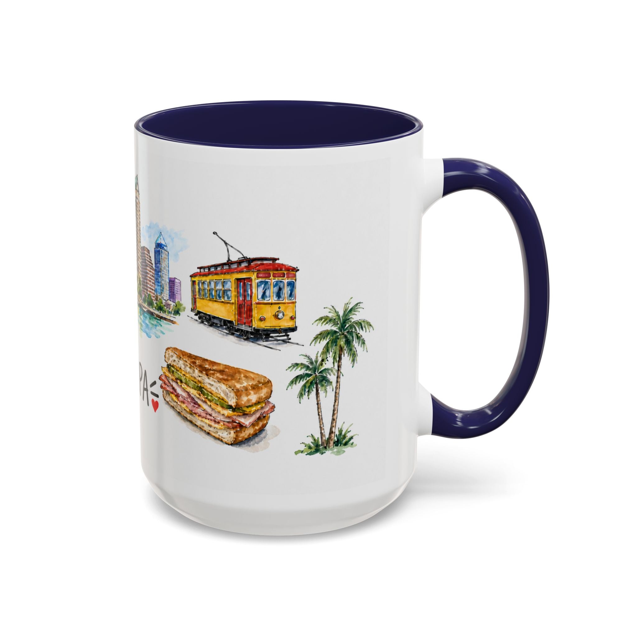 Tampa Illustrated Travel Mug | City Souvenir Accent Coffee Mug | 11oz 15oz Ceramic Cup