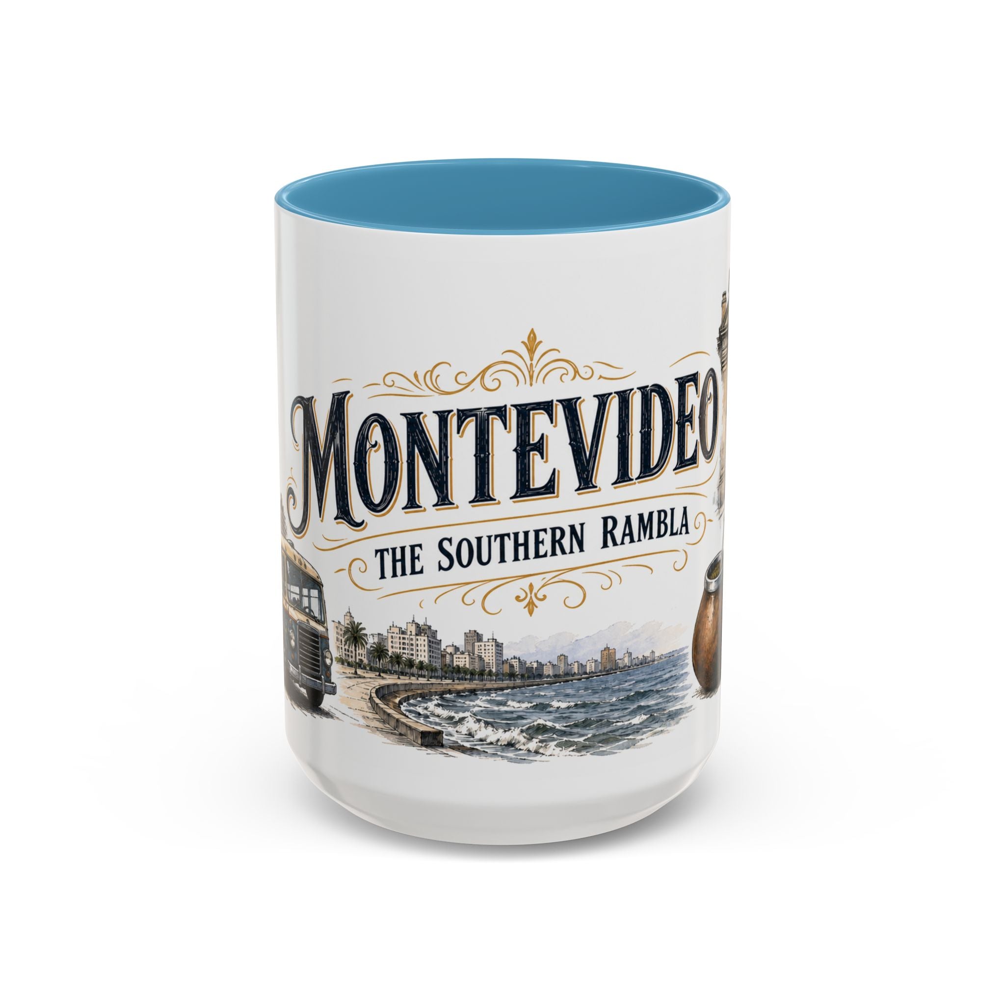 Montevideo Coffee Mug | Uruguay Travel Souvenir | Vintage Illustrated City Gift | 11 oz 15 oz Accent Mug