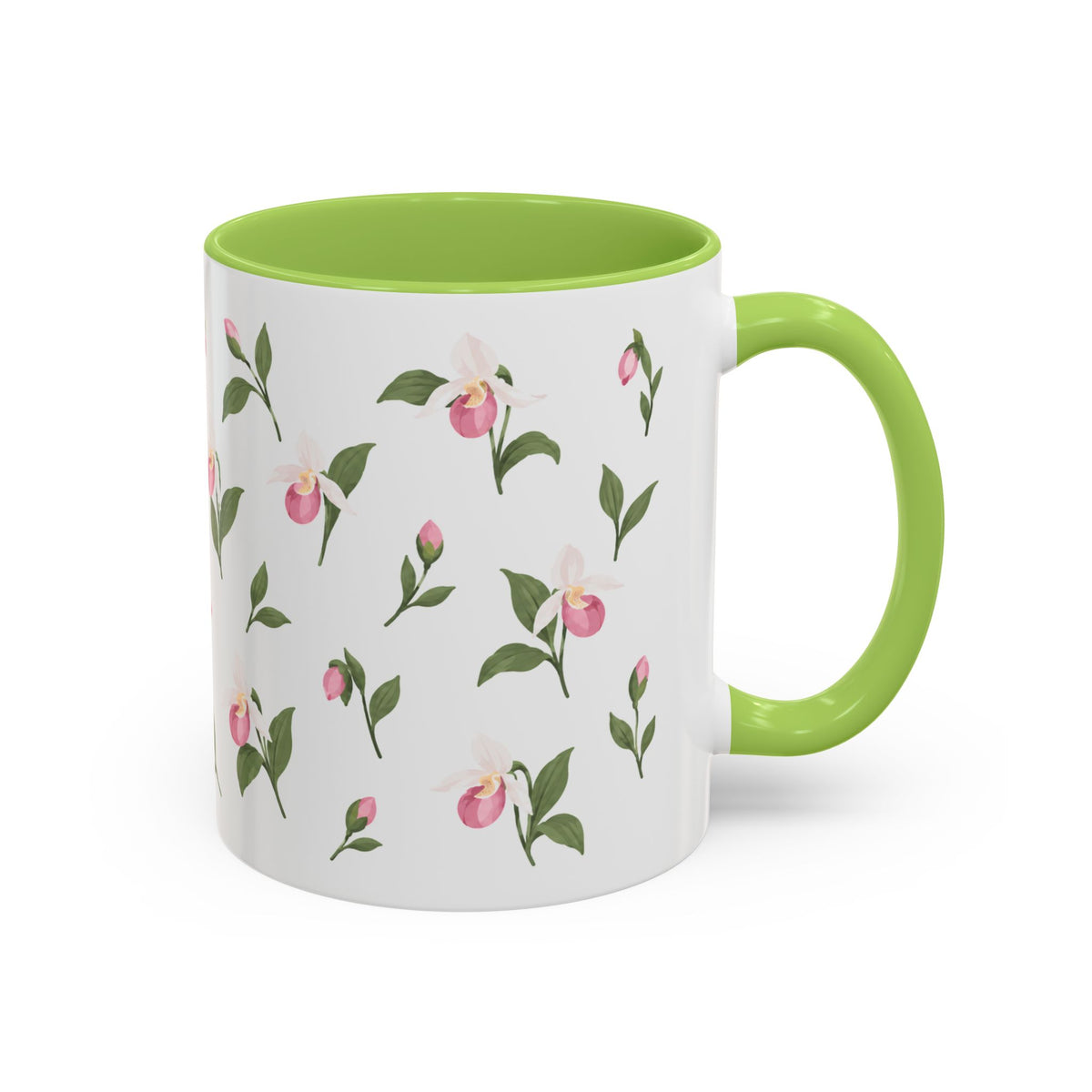Minnesota Pink and White Lady Slipper Mug, State Flower Floral Coffee Cup, 11oz Botanical Gift
