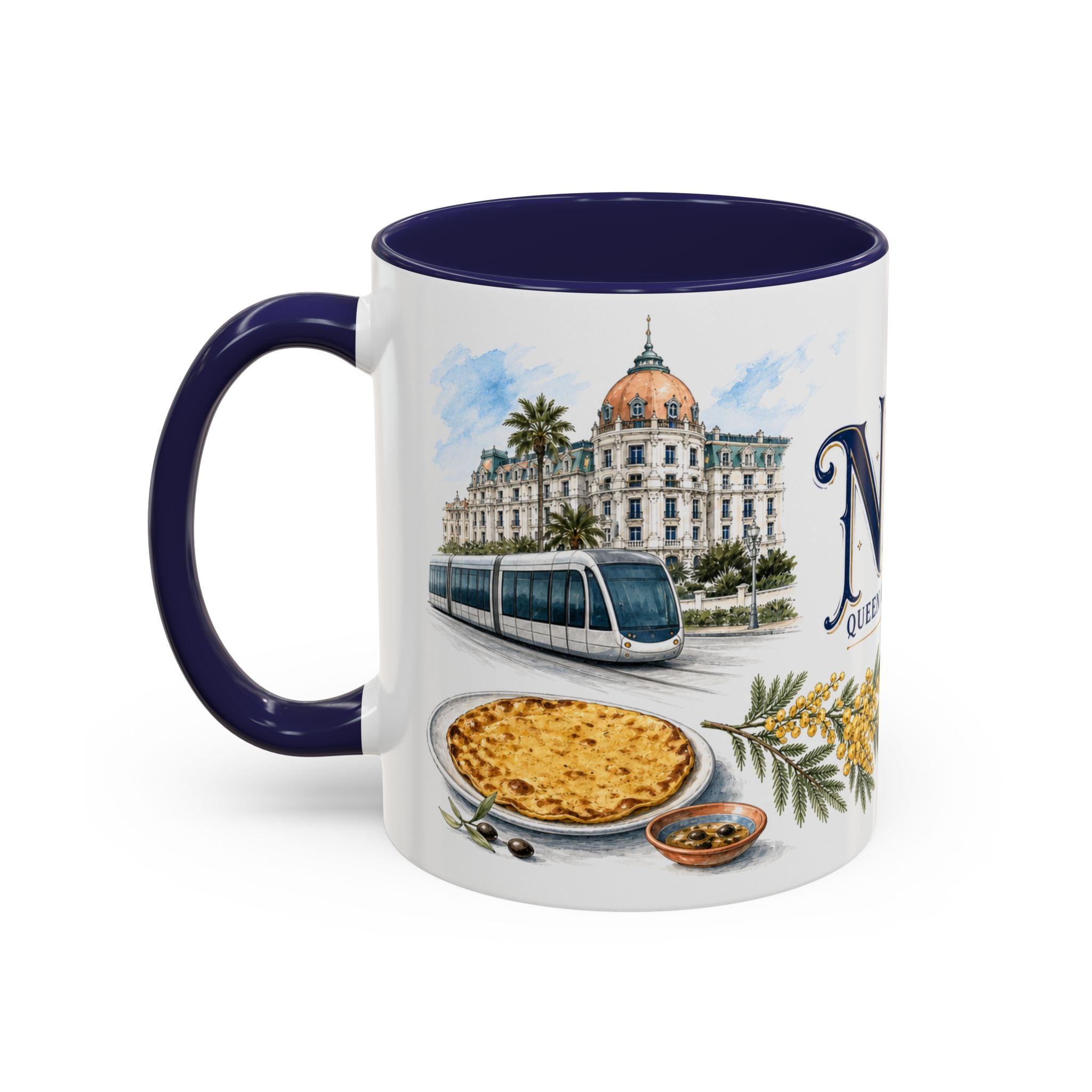 Nice Coffee Mug | France Travel Souvenir | Vintage Illustrated City Gift | 11 oz 15 oz Accent Mug