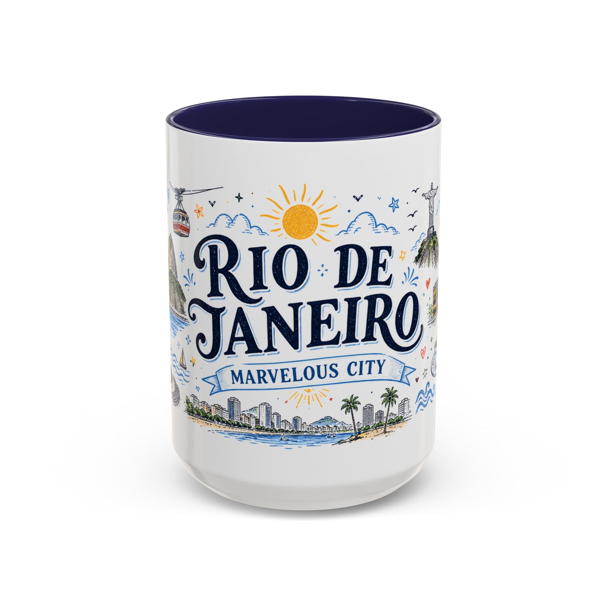 Rio de Janeiro Coffee Mug | Brazil Souvenir Travel Gift | Accent Color Ceramic 11oz 15oz