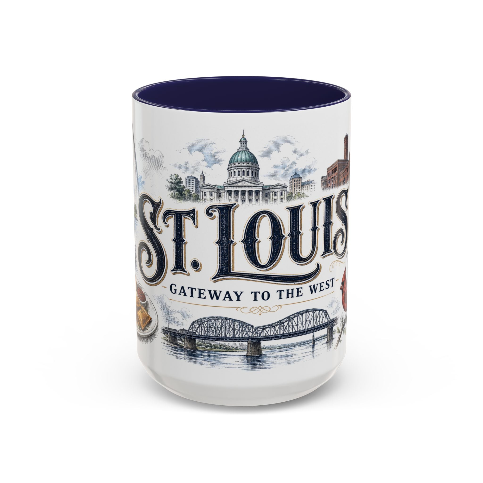 St Louis Coffee Mug | United States Travel Souvenir | Vintage Illustrated City Gift | 11 oz 15 oz Accent Mug