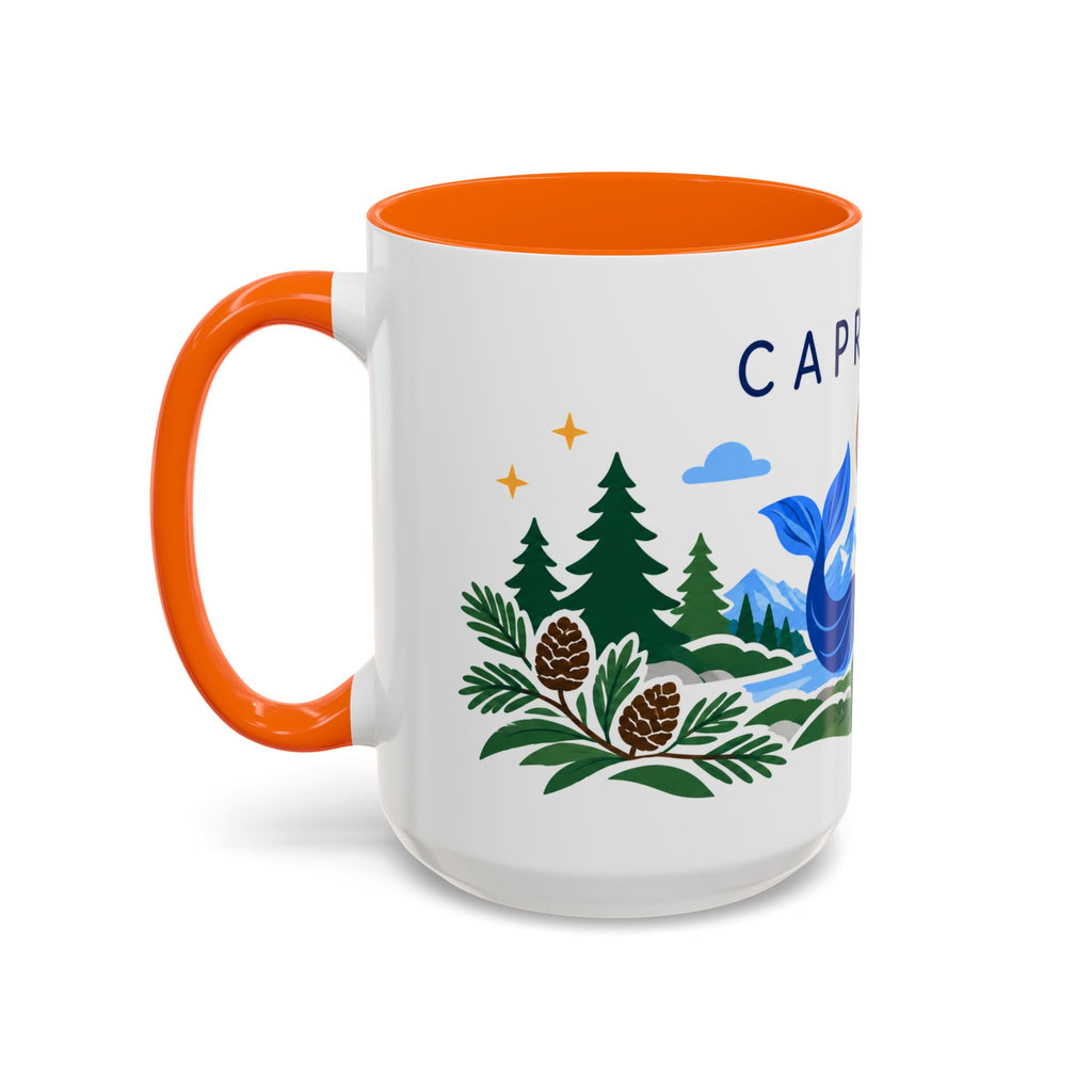Capricorn Zodiac Coffee Mug | Sea Goat and Floral Design | Astrology Birthday Gift | 11 oz 15 oz Ceramic Accent Mug