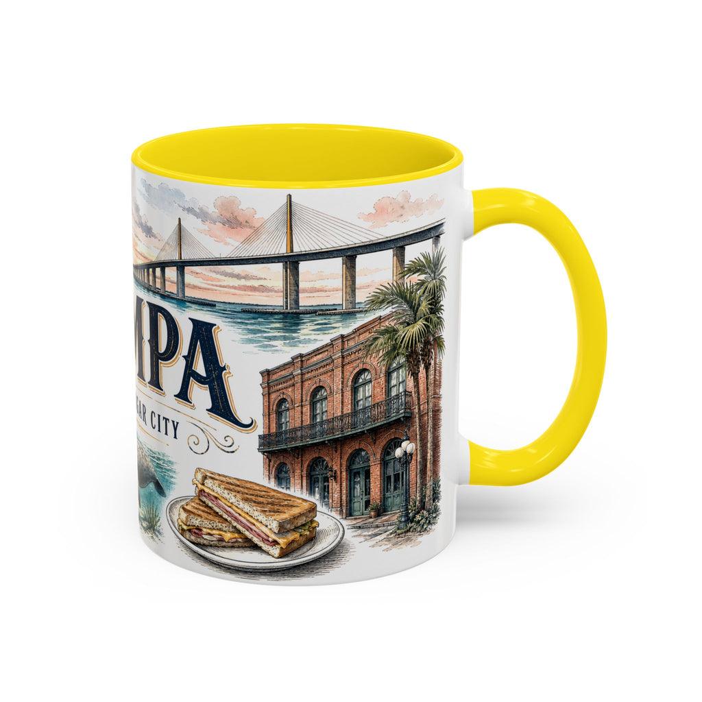 Tampa Coffee Mug | United States Travel Souvenir | Vintage Illustrated City Gift | 11 oz 15 oz Accent Mug