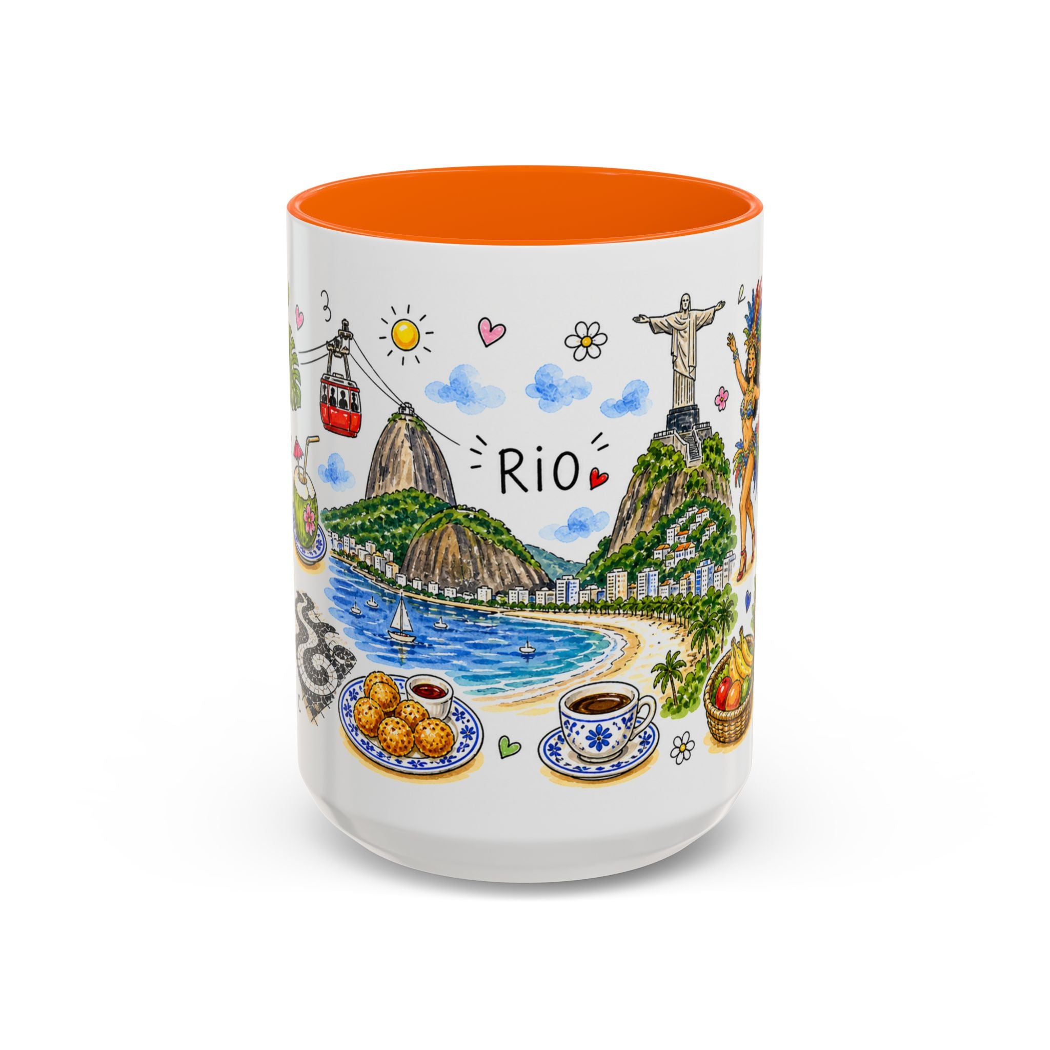 Rio de Janeiro Illustrated Travel Mug | City Souvenir Accent Coffee Mug | 11oz 15oz Ceramic Cup