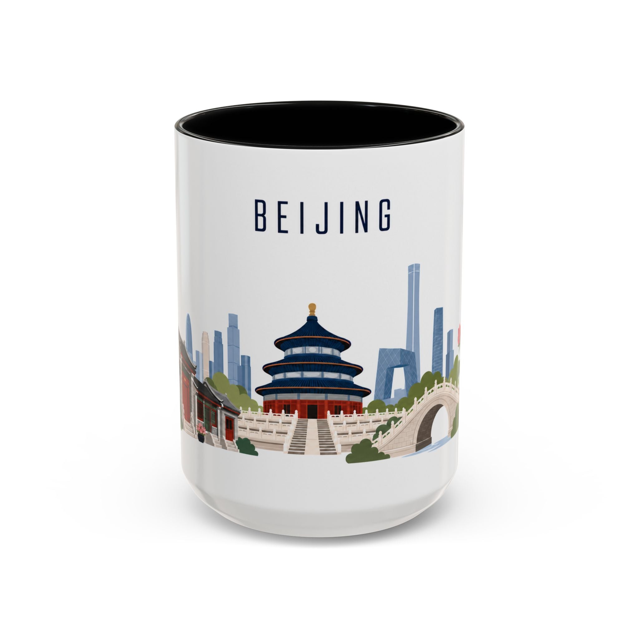 Beijing Coffee Mug | China Travel Souvenir | Porcelain Decal City Gift | 11oz 15oz Accent Mug
