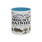 Mount Rainier Coffee Mug | National Park Hiking Washington Gift | Accent Color Ceramic 11oz 15oz