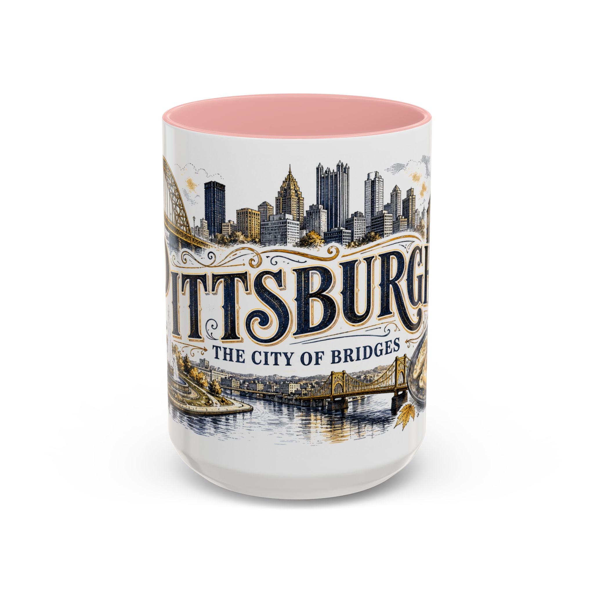 Pittsburgh Coffee Mug | United States Travel Souvenir | Vintage Illustrated City Gift | 11 oz 15 oz Accent Mug