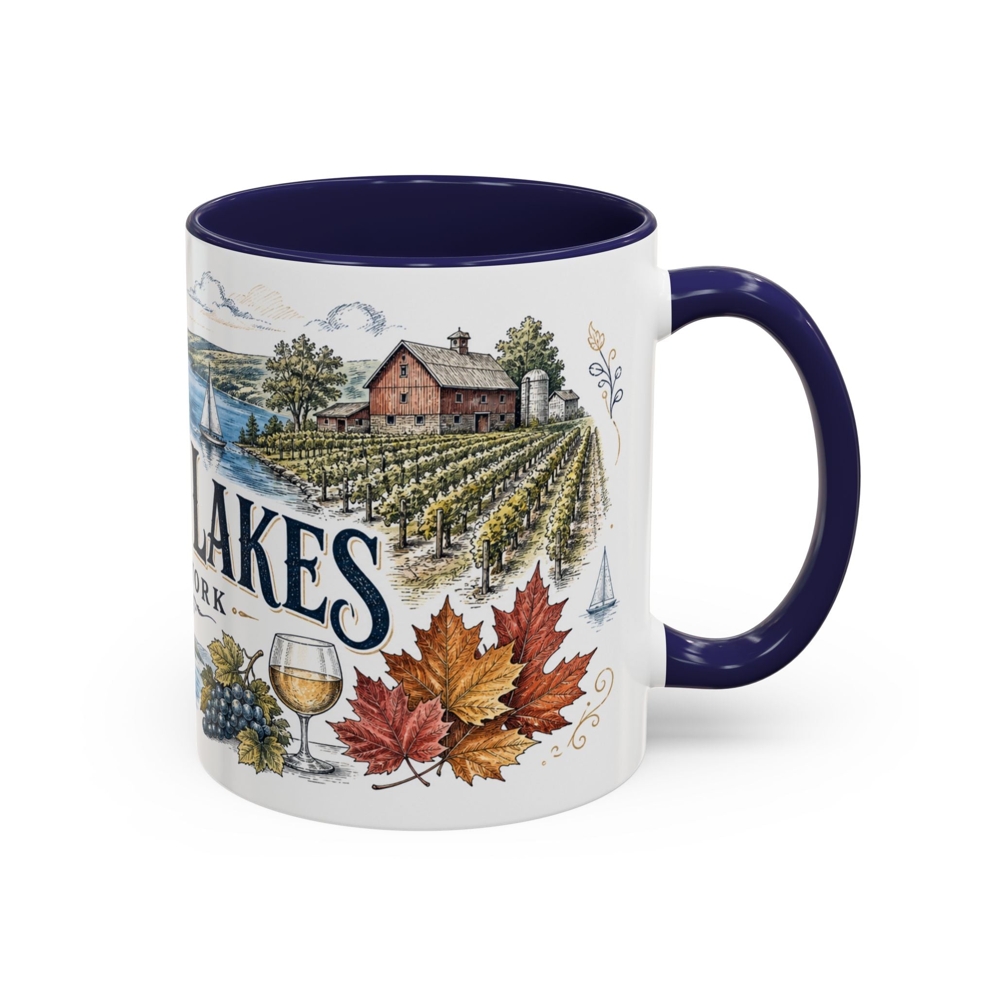 Finger Lakes Mug, New York Travel Souvenir, Bucket List Gift, Accent Ceramic Coffee Mug 11oz 15oz