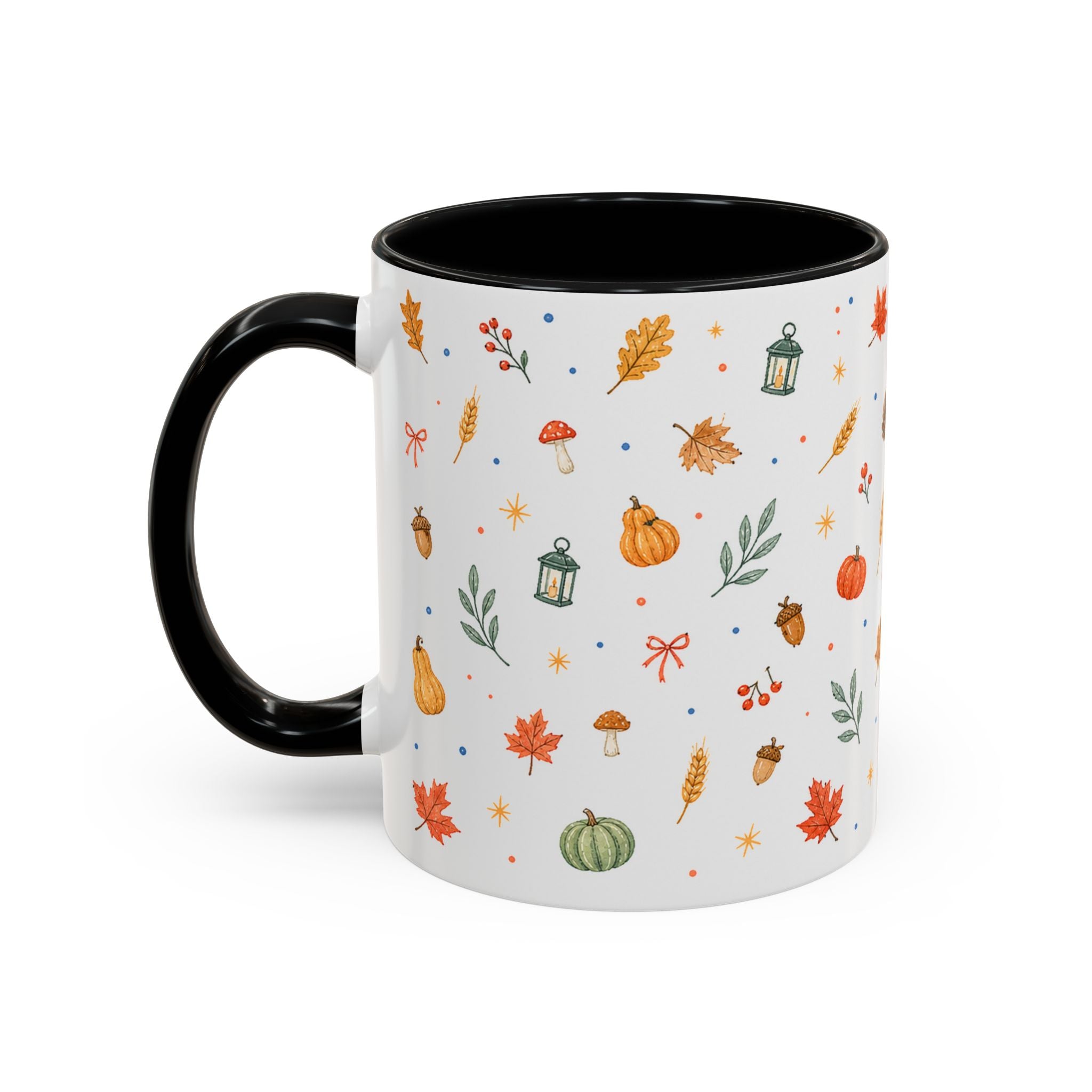 Thanksgiving Mug | Watercolor Autumn Harvest Gift | Pumpkin Leaf Accent Coffee Cup 11oz 15oz