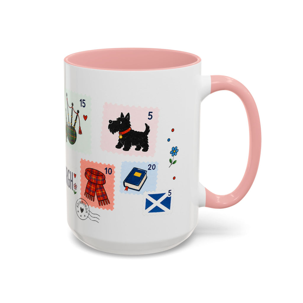 Edinburgh Coffee Mug | Postage Stamp Collage Mug | Travel Souvenir Accent Cup 11oz 15oz