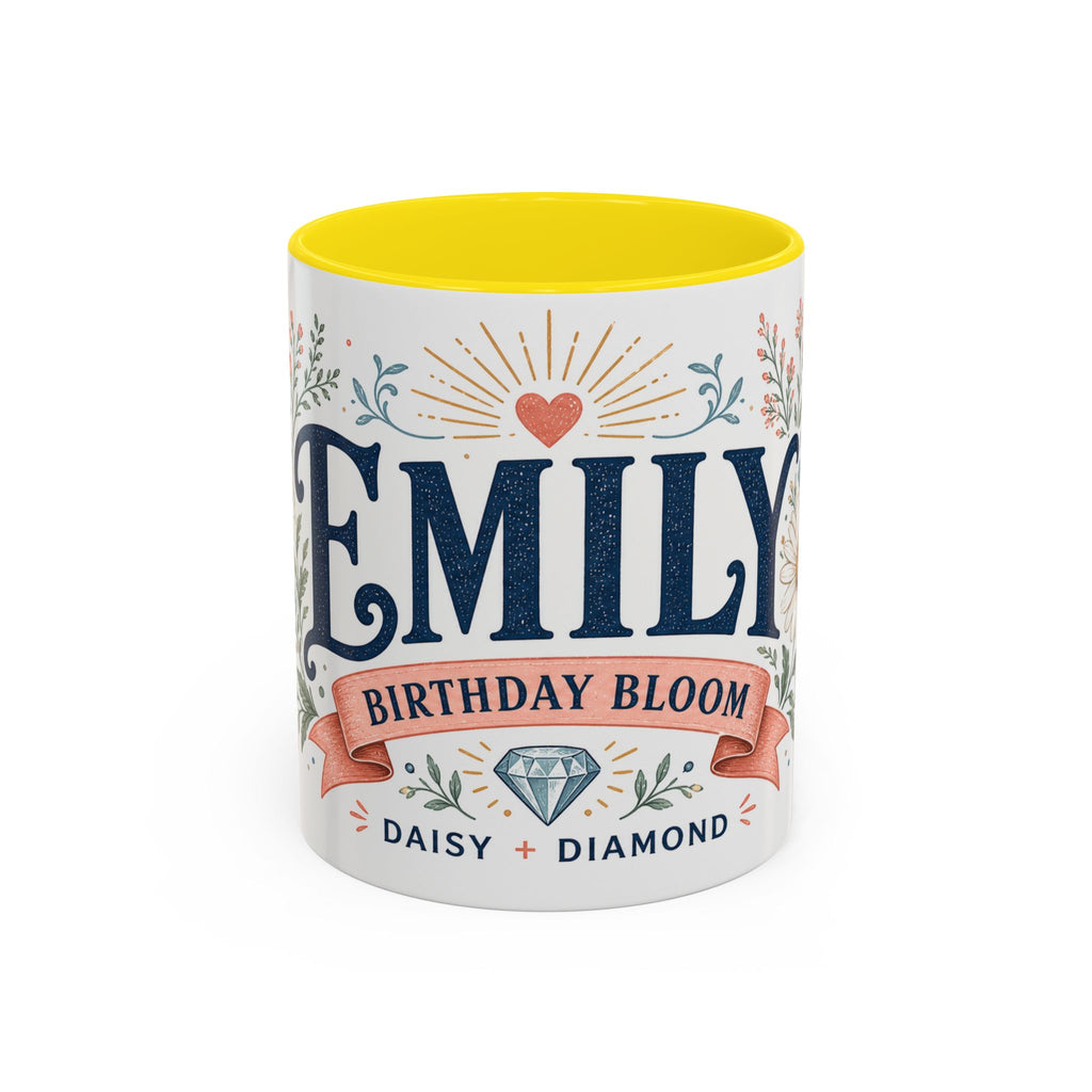Personalized Name Birth Month Mug | Birth Flower Stone Birthday Gift | 11oz 15oz