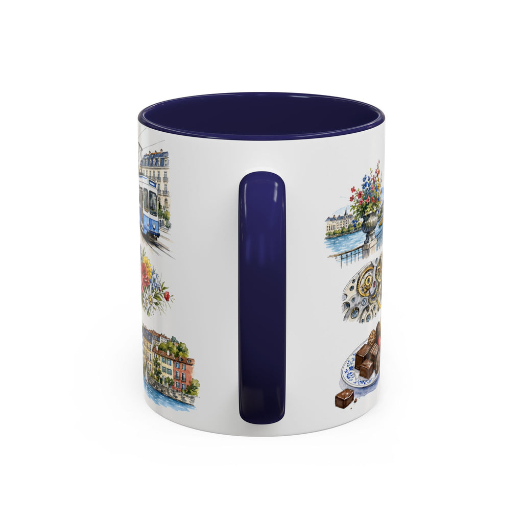 Geneva Illustrated Travel Mug | City Souvenir Accent Coffee Mug | 11oz 15oz Ceramic Cup