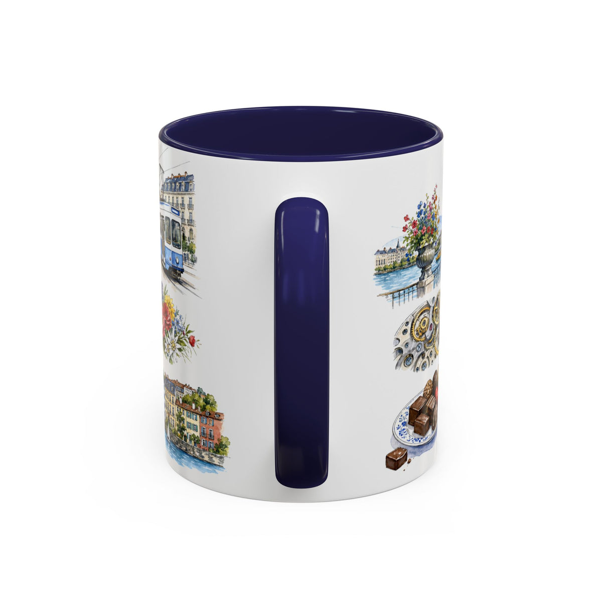 Geneva Illustrated Travel Mug | City Souvenir Accent Coffee Mug | 11oz 15oz Ceramic Cup