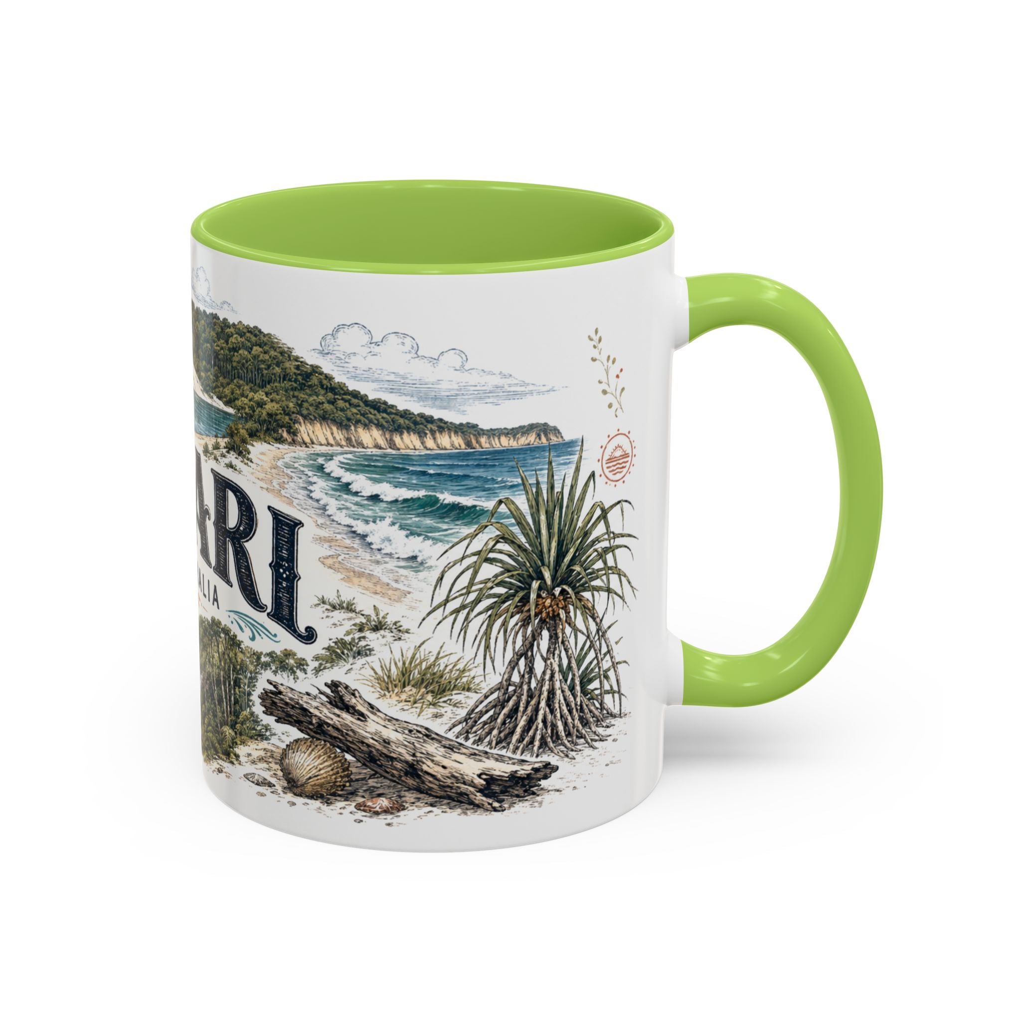 K'gari Mug, Australia Travel Souvenir, Bucket List Gift, Accent Ceramic Coffee Mug 11oz 15oz
