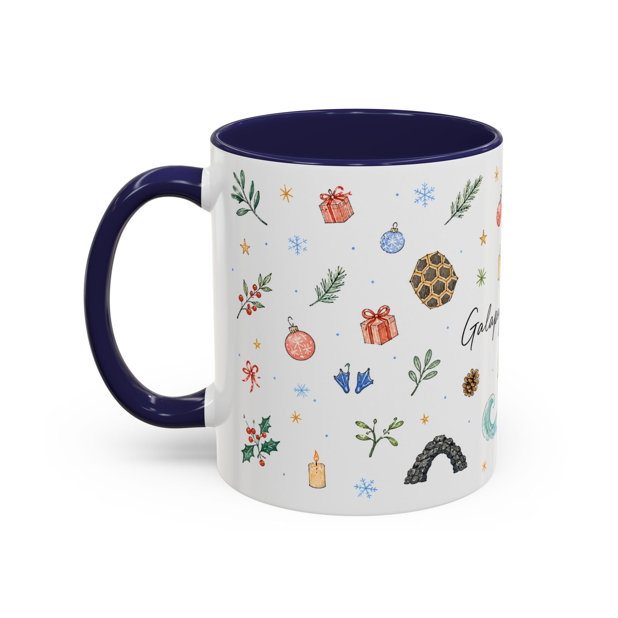 Galapagos Islands Christmas Mug | Watercolor Travel Souvenir | Holiday Gift | Accent Ceramic Coffee Cup 11oz 15oz