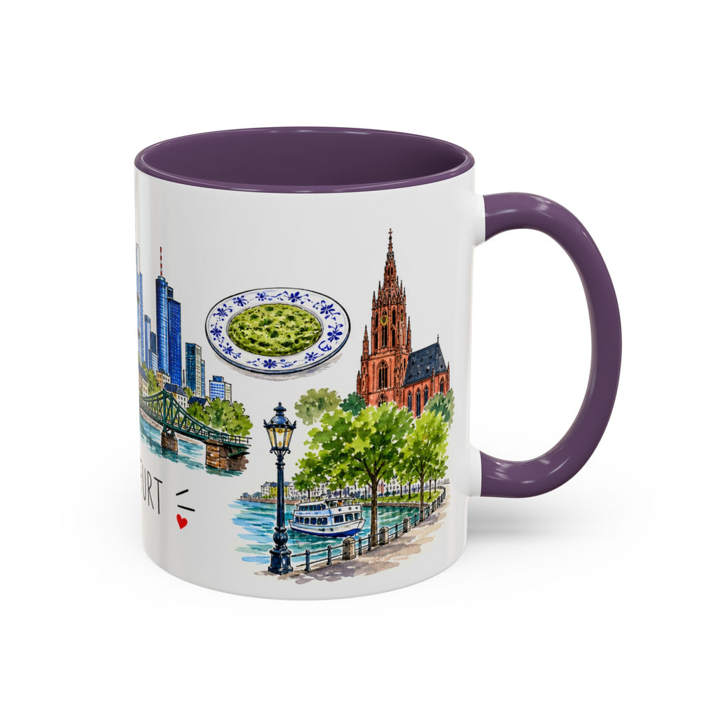 Frankfurt Illustrated Travel Mug | City Souvenir Accent Coffee Mug | 11oz 15oz Ceramic Cup