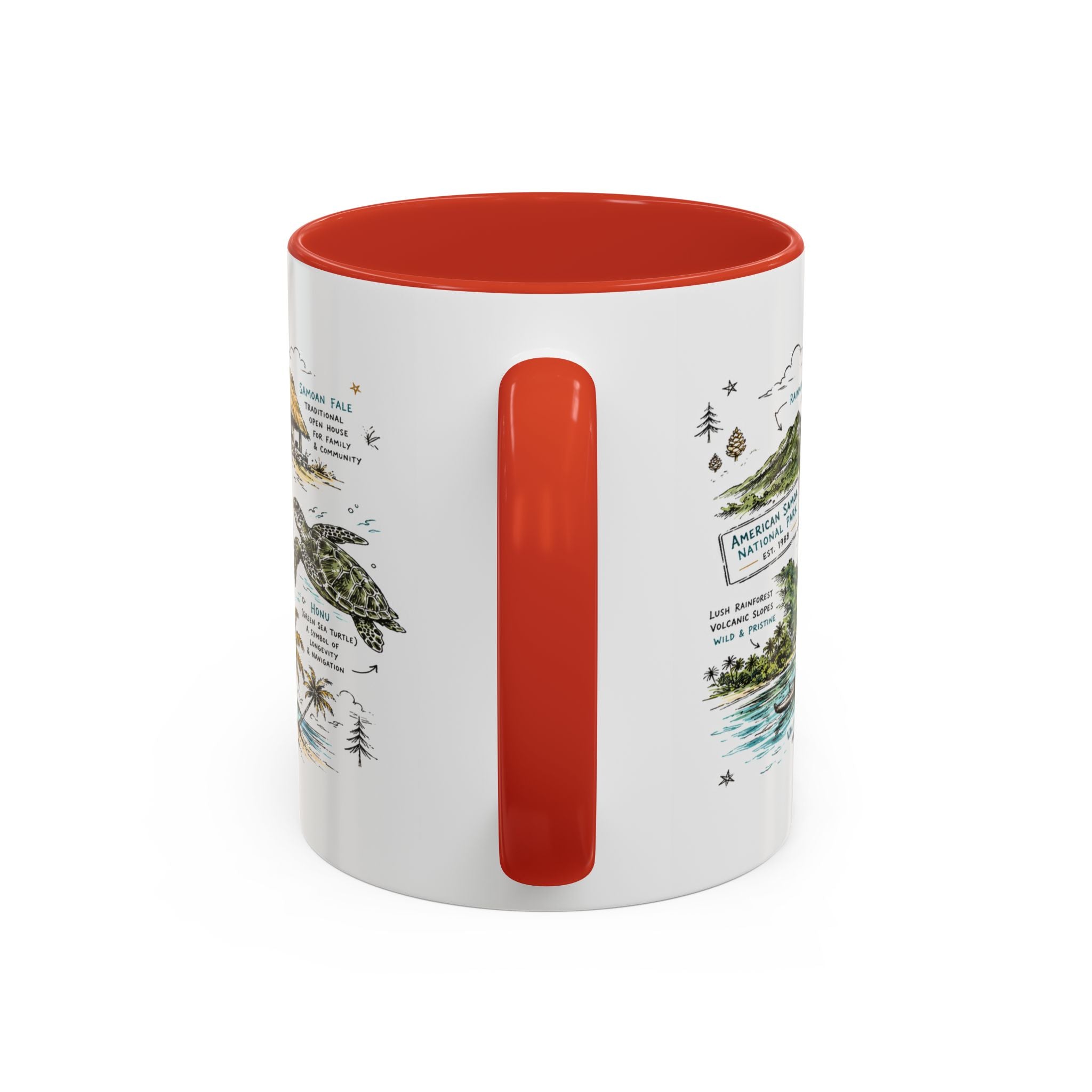 American Samoa National Park Coffee Mug | Pacific Island Rainforest Reef Gift | Accent Color Ceramic 11oz 15oz