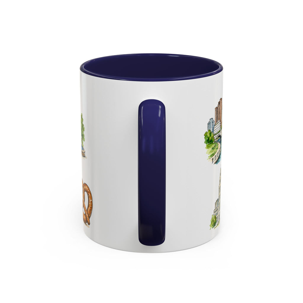 Columbus Illustrated Travel Mug | City Souvenir Accent Coffee Mug | 11oz 15oz Ceramic Cup