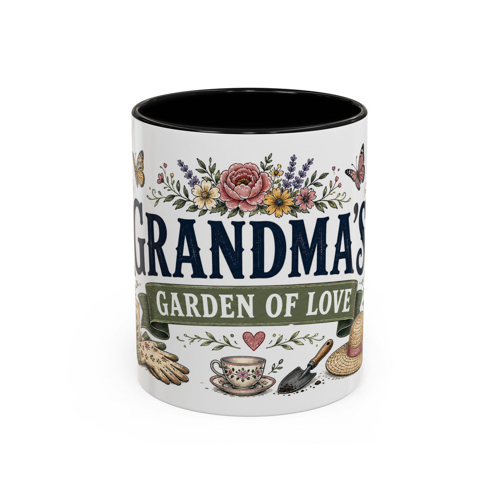 Grandma's Garden Of Love Coffee Mug | Gift From Grandkids | Accent Color Ceramic 11oz 15oz