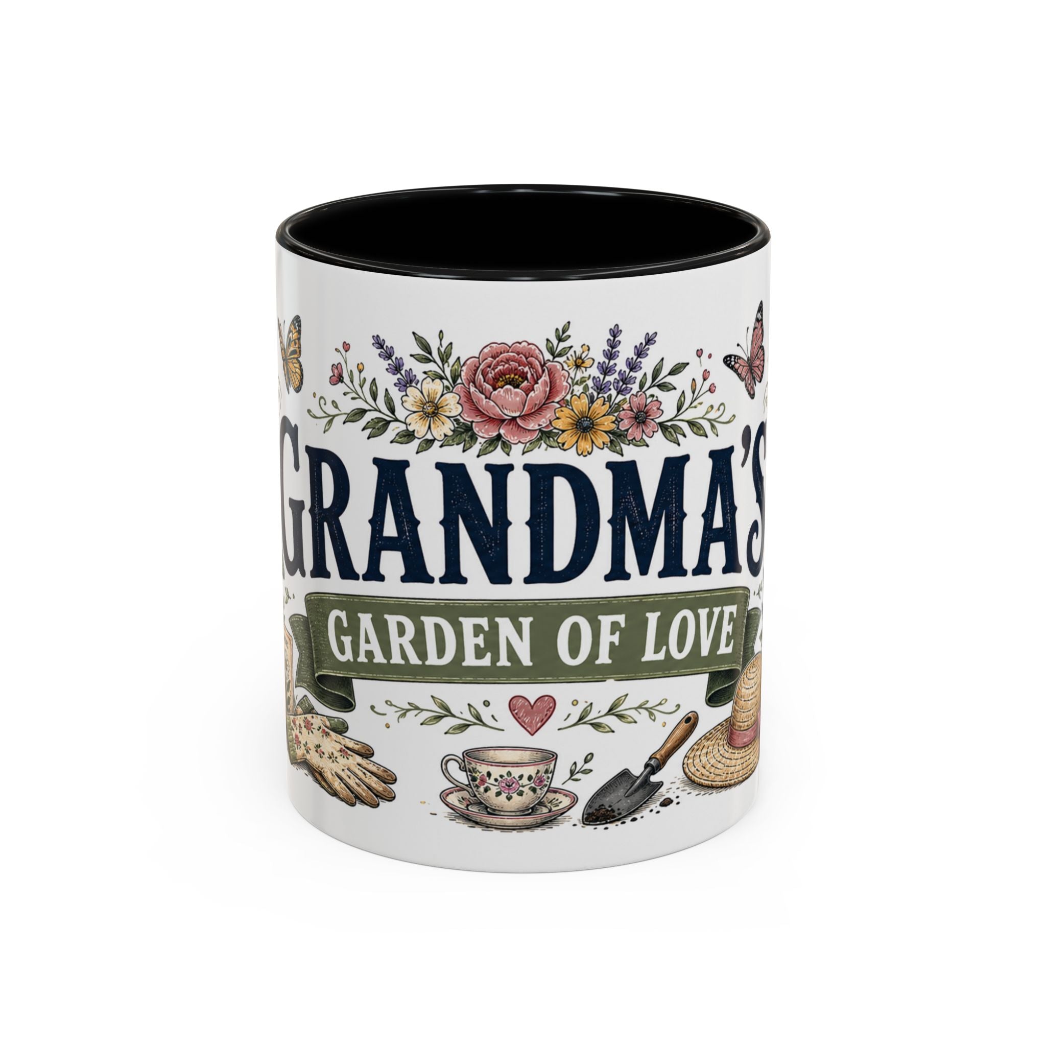 Grandma's Garden Of Love Coffee Mug | Gift From Grandkids | Accent Color Ceramic 11oz 15oz