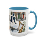 Dublin Coffee Mug | Ireland Travel Souvenir | Vintage Illustrated City Gift | 11 oz 15 oz Accent Mug