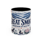 Great Smoky Mountains Coffee Mug | National Park Hiking Gift | Accent Color Ceramic 11oz 15oz