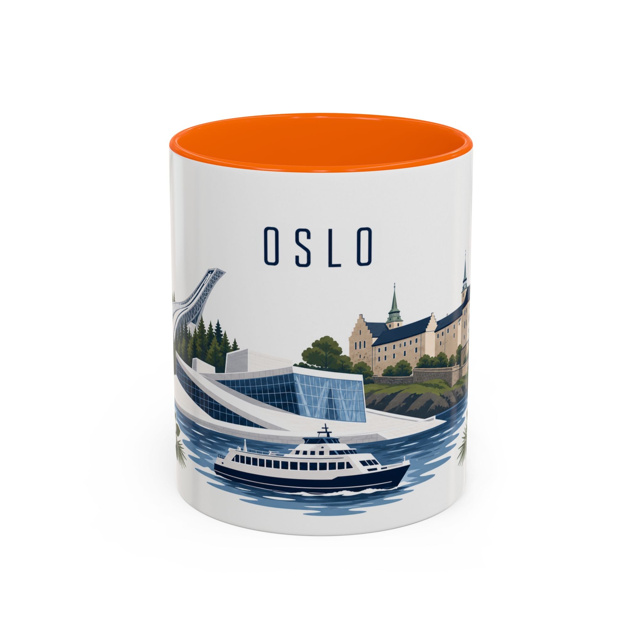 Oslo Coffee Mug | Norway Travel Souvenir | Porcelain Decal City Gift | 11oz 15oz Accent Mug