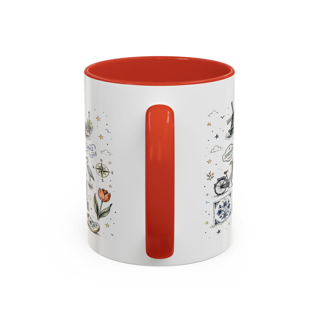 Amsterdam Coffee Mug | Netherlands Souvenir Travel Gift | Accent Color Ceramic 11oz 15oz