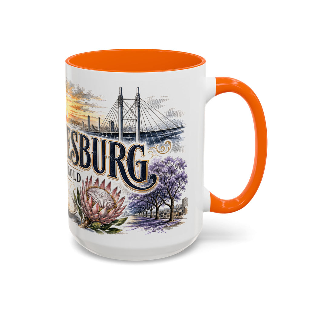 Johannesburg Coffee Mug | South Africa Travel Souvenir | Vintage Illustrated City Gift | 11 oz 15 oz Accent Mug