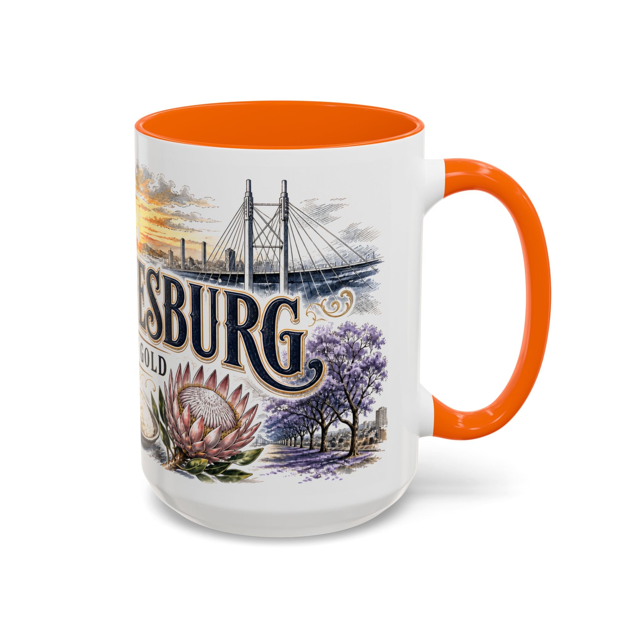 Johannesburg Coffee Mug | South Africa Travel Souvenir | Vintage Illustrated City Gift | 11 oz 15 oz Accent Mug